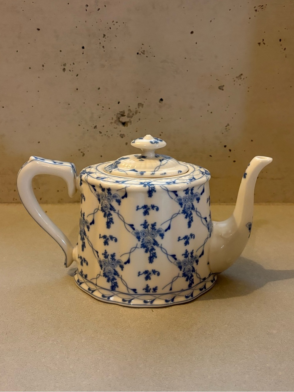 Blue and White Porcelain Teapot with Floral Motif